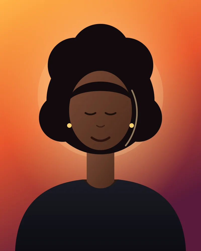 Illustrated portrait of the example artist Nova Rae