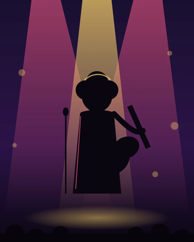 Illustration of the example artist Nova Rae on stage